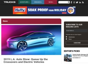 How trucks.com looks like on a tablet such as an iPad.