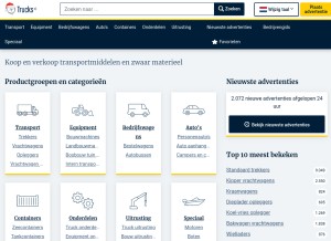 How trucks.nl looks like on a tablet such as an iPad.