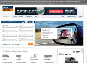 How truckscout24.com looks like on a tablet such as an iPad.