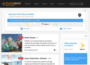 How trucoteca.com looks like on a tablet such as an iPad.