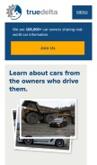 How truedelta.com looks like on a mobile device such as an iPhone.