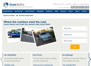 How truedelta.com looks like on a tablet such as an iPad.