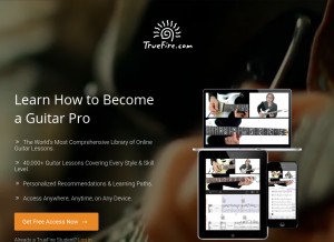 How truefire.com looks like on a tablet such as an iPad.