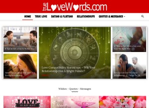How truelovewords.com looks like on a tablet such as an iPad.
