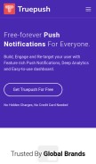 How truepush.com looks like on a mobile device such as an iPhone.