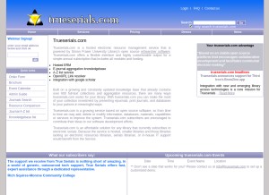 How trueserials.com looks like on a tablet such as an iPad.