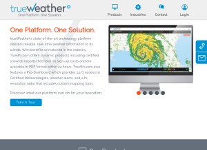 How truewx.com looks like on a tablet such as an iPad.