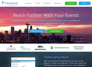 How trumba.com looks like on a tablet such as an iPad.