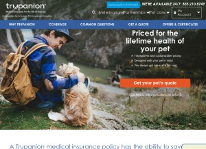 How trupanion.com looks like on a tablet such as an iPad.