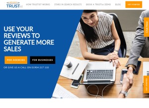 How trustist.com looks like on a tablet such as an iPad.