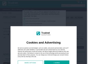 How trustnet.com looks like on a tablet such as an iPad.
