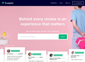 How trustpilot.com looks like on a tablet such as an iPad.