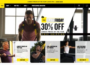 How trxtraining.com looks like on a tablet such as an iPad.