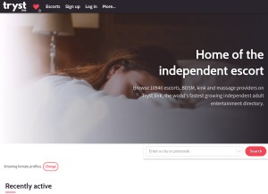 How tryst.link looks like on a tablet such as an iPad.