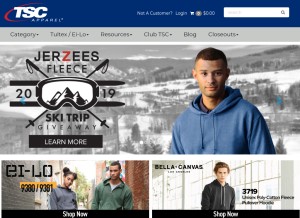 How tscapparel.com looks like on a tablet such as an iPad.