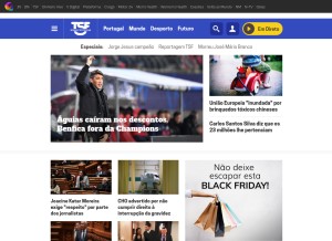 How tsf.pt looks like on a tablet such as an iPad.