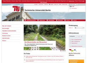 How tu-berlin.de looks like on a tablet such as an iPad.