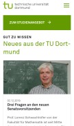 How tu-dortmund.de looks like on a mobile device such as an iPhone.