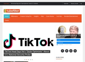 How tubefilter.com looks like on a tablet such as an iPad.