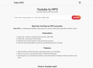 How tubemp3.biz looks like on a tablet such as an iPad.