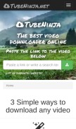 How tubeninja.net looks like on a mobile device such as an iPhone.