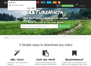 How tubeninja.net looks like on a tablet such as an iPad.