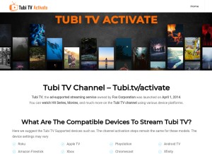 How tubitvactivates.com looks like on a tablet such as an iPad.