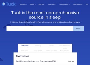 How tuck.com looks like on a tablet such as an iPad.