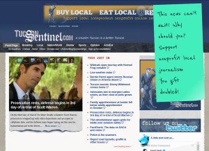 How tucsonsentinel.com looks like on a tablet such as an iPad.