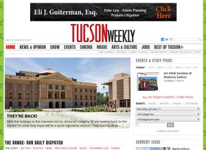 How tucsonweekly.com looks like on a tablet such as an iPad.
