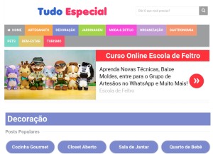 How tudoespecial.com looks like on a tablet such as an iPad.