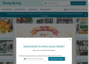 How tuesdaymorning.com looks like on a tablet such as an iPad.