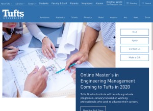 How tufts.edu looks like on a tablet such as an iPad.