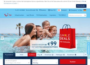 How tui.com looks like on a tablet such as an iPad.