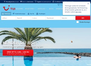 How tui.dk looks like on a tablet such as an iPad.