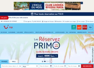 How tui.fr looks like on a tablet such as an iPad.