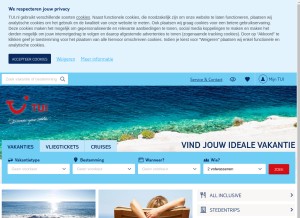 How tui.nl looks like on a tablet such as an iPad.