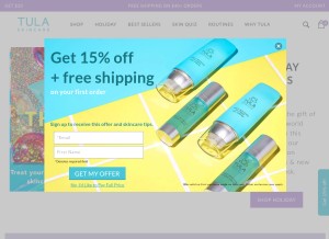 How tula.com looks like on a tablet such as an iPad.