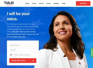 How tulsi2020.com looks like on a tablet such as an iPad.