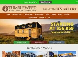 How tumbleweedhouses.com looks like on a tablet such as an iPad.