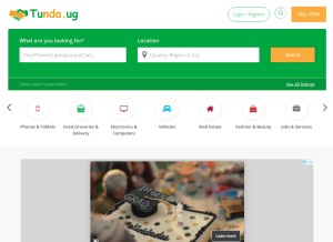 How tunda.ug looks like on a tablet such as an iPad.