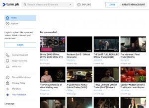 How tune.pk looks like on a tablet such as an iPad.