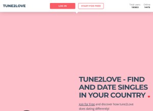 How tune2love.com looks like on a tablet such as an iPad.