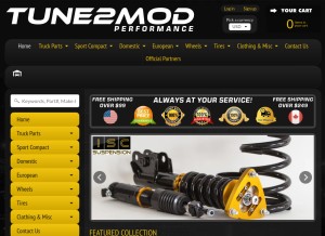 How tune2mod.com looks like on a tablet such as an iPad.