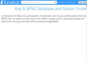 How tunebat.com looks like on a tablet such as an iPad.