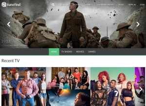 How tunefind.com looks like on a tablet such as an iPad.