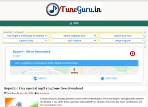 How tuneguru.in looks like on a tablet such as an iPad.