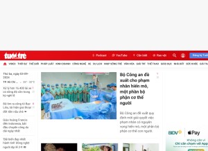 How tuoitre.vn looks like on a tablet such as an iPad.