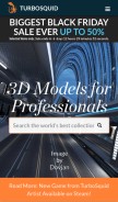 How turbosquid.com looks like on a mobile device such as an iPhone.