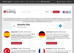 How tureng.com looks like on a tablet such as an iPad.